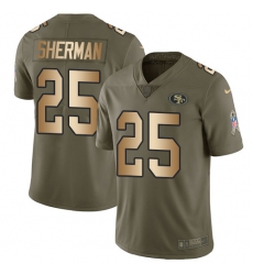 Youth Nike San Francisco 49ers #25 Richard Sherman Limited Olive/Gold 2017 Salute to Service NFL Jersey