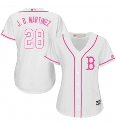 Women's Majestic Boston Red Sox #28 J. D. Martinez Authentic White Fashion MLB Jersey