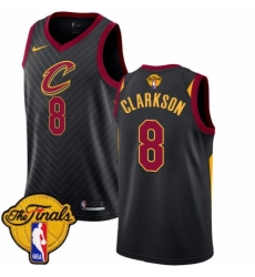 Men's Nike Cleveland Cavaliers #8 Jordan Clarkson Swingman Black 2018 NBA Finals Bound NBA Jersey Statement Edition