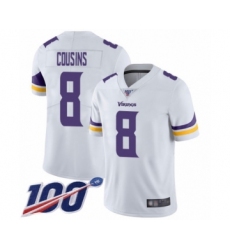 Men's Minnesota Vikings #8 Kirk Cousins White Vapor Untouchable Limited Player 100th Season Football Jersey