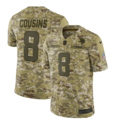Youth Nike Minnesota Vikings #8 Kirk Cousins Limited Camo 2018 Salute to Service NFL Jersey