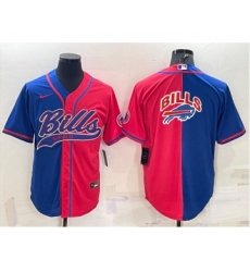 Men's Buffalo Bills #17 Josh Allen Blue Red Two Tone With Patch Cool Base Stitched Baseball Jersey