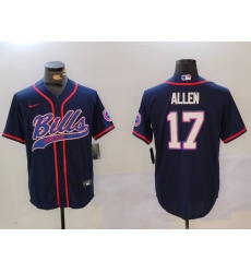 Mens Buffalo Bills #17 Josh Allen Navy Team Cool Base Stitched Baseball Jersey