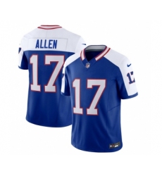 Men's Nike Buffalo Bills #17 Josh Allen Blue White 2023 F.U.S.E. Throwback Vapor Untouchable Limited Football Stitched Jersey