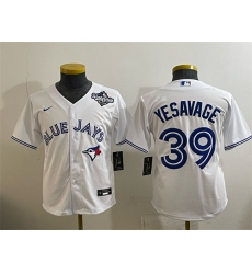 Youth Toronto Blue Jays #39 Trey Yesavage White 2025 World Series Cool Base Stitched Baseball Jersey