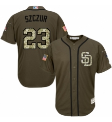 Youth Majestic San Diego Padres #23 Matt Szczur Authentic Green Salute to Service Cool Base MLB Jersey