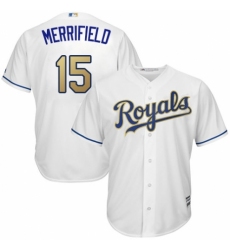 Youth Majestic Kansas City Royals #15 Whit Merrifield Authentic White Home Cool Base MLB Jersey