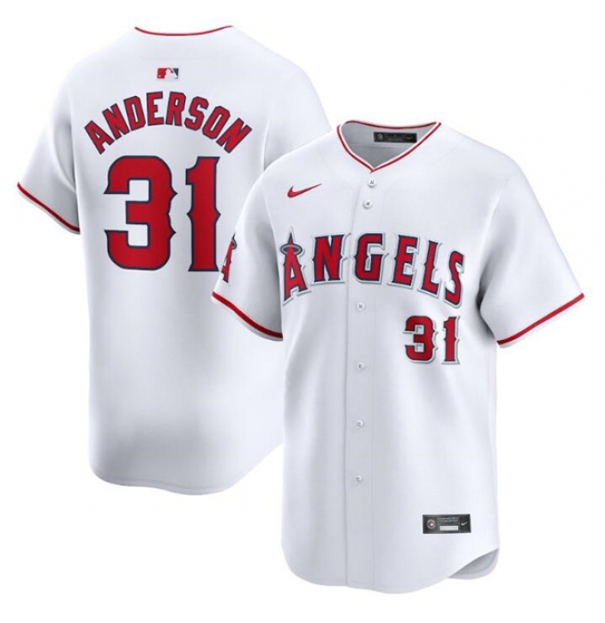 Men's Los Angeles Angels #31 Tyler Anderson White Home Limited Baseball Stitched Jersey