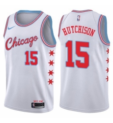 Men's Nike Chicago Bulls #15 Chandler Hutchison Authentic White NBA Jersey - City Edition
