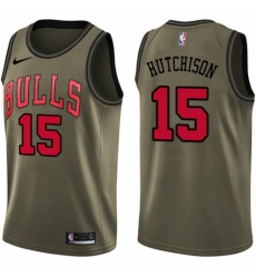 Youth Nike Chicago Bulls #15 Chandler Hutchison Swingman Green Salute to Service NBA Jersey