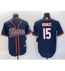 Men's Chicago Bears #15 Rome Odunze Navy BlueWith Cool Base Stitched Baseball Jersey