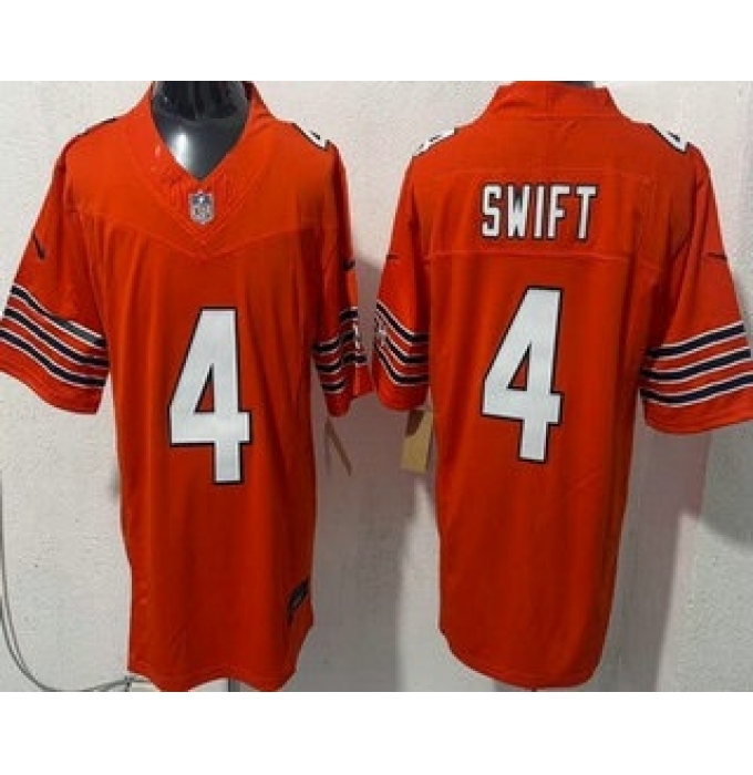 Men's Chicago Bears #4 D'Andre Swift Limited Orange FUSE Vapor Jersey