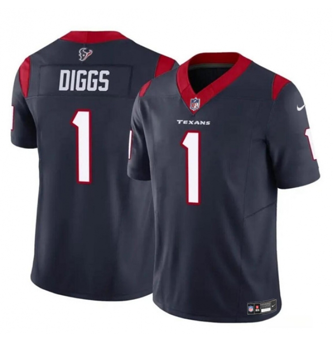 Men's Houston Texans #1 Stefon Diggs Navy 2024 F.U.S.E Vapor Untouchable Limited Football Stitched Jersey