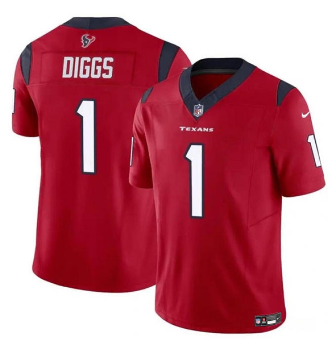 Men's Houston Texans #1 Stefon Diggs Red 2024 F.U.S.E Vapor Untouchable Limited Football Stitched Jersey