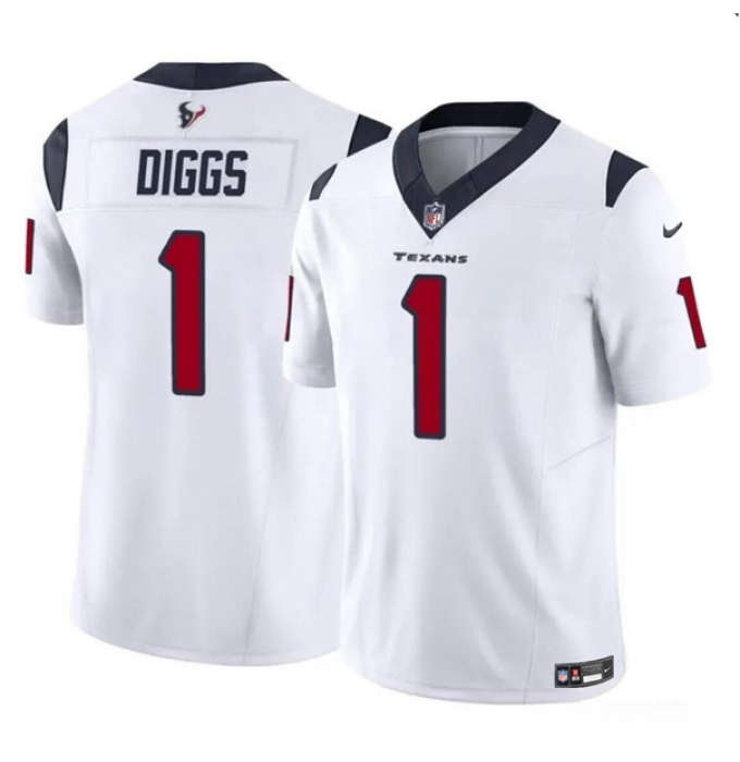 Men's Houston Texans #1 Stefon Diggs White 2024 F.U.S.E Vapor Untouchable Limited Football Stitched Jersey