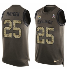 Men's Nike Jacksonville Jaguars #25 D.J. Hayden Limited Green Salute to Service Tank Top NFL Jersey