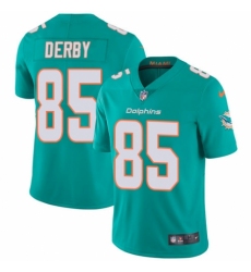 Youth Nike Miami Dolphins #85 A.J. Derby Aqua Green Team Color Vapor Untouchable Elite Player NFL Jersey