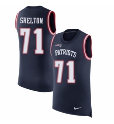 Men's Nike New England Patriots #71 Danny Shelton Navy Blue Rush Player Name & Number Tank Top NFL Jersey
