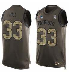Men's Nike New England Patriots #33 Jeremy Hill Limited Green Salute to Service Tank Top NFL Jersey