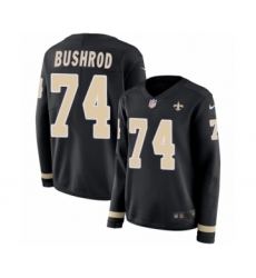 Women's Nike New Orleans Saints #74 Jermon Bushrod Limited Black Therma Long Sleeve NFL Jersey