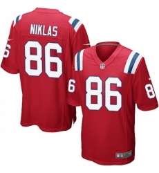 Men's Nike New England Patriots #86 Troy Niklas Game Red Alternate NFL Jersey