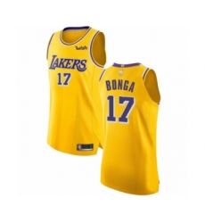 Women's Los Angeles Lakers #17 Isaac Bonga Authentic Gold Basketball Jersey - Icon Edition