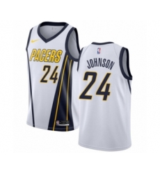 Men's Nike Indiana Pacers #24 Alize Johnson White Swingman Jersey - Earned Edition