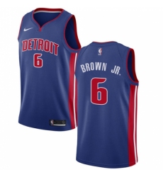Women's Nike Detroit Pistons #6 Bruce Brown Jr. Swingman Royal Blue NBA Jersey - Icon Edition
