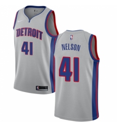 Men's Nike Detroit Pistons #41 Jameer Nelson Authentic Silver NBA Jersey Statement Edit