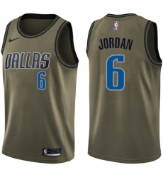 Youth Nike Dallas Mavericks #6 DeAndre Jordan Swingman Green Salute to Service NBA Jersey