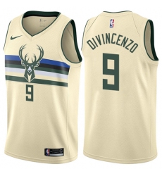 Men's Nike Milwaukee Bucks #9 Donte DiVincenzo Swingman Cream NBA Jersey - City Edition