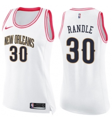 Women's Nike New Orleans Pelicans #30 Julius Randle Swingman White Pink Fashion NBA Jersey