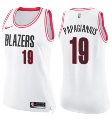 Women's Nike Portland Trail Blazers #19 Georgios Papagiannis Swingman White Pink Fashion NBA Jersey