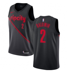 Men's Nike Portland Trail Blazers #2 Wade Baldwin Swingman Black NBA Jersey - 2018 19 City Edition