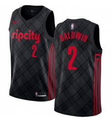 Women's Nike Portland Trail Blazers #2 Wade Baldwin Swingman Black NBA Jersey - City Edition
