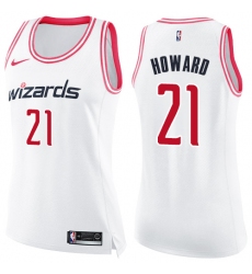 Women's Nike Washington Wizards #21 Dwight Howard Swingman White Pink Fashion NBA Jersey