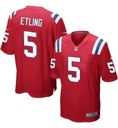 Men's Nike New England Patriots #5 Danny Etling Game Red Alternate NFL Jersey