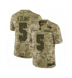 Men's Nike New England Patriots #5 Danny Etling Limited Camo 2018 Salute to Service NFL Jersey