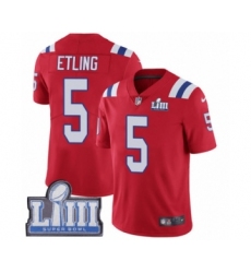 Men's Nike New England Patriots #5 Danny Etling Red Alternate Vapor Untouchable Limited Player Super Bowl LIII Bound NFL Jersey