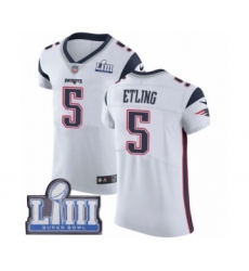 Men's Nike New England Patriots #5 Danny Etling White Vapor Untouchable Elite Player Super Bowl LIII Bound NFL Jersey