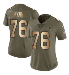 Women's Nike New England Patriots #76 Isaiah Wynn Limited Olive Gold 2017 Salute to Service NFL Jersey