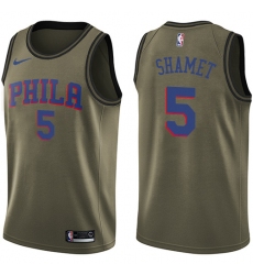Youth Nike Philadelphia 76ers #5 Landry Shamet Swingman Green Salute to Service NBA Jersey