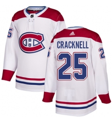 Youth Adidas Montreal Canadiens #25 Adam Cracknell Authentic White Away NHL Jersey
