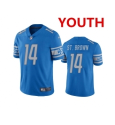 Youth Detroit Lions #14 mon-Ra St. Brown Blue Vapor Untouchable Limited Stitched Jersey
