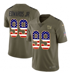 Youth Nike New York Giants #99 Mario Edwards Jr Limited Olive USA Flag 2017 Salute to Service NFL Jersey