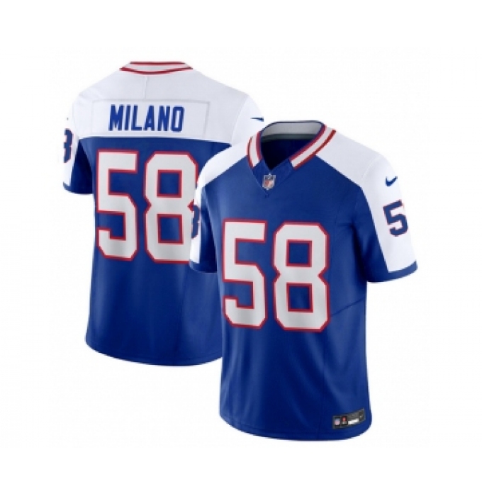 Men's Nike Buffalo Bills #58 Matt Milano Blue White 2023 F.U.S.E. Throwback Vapor Untouchable Limited Football Stitched Jersey