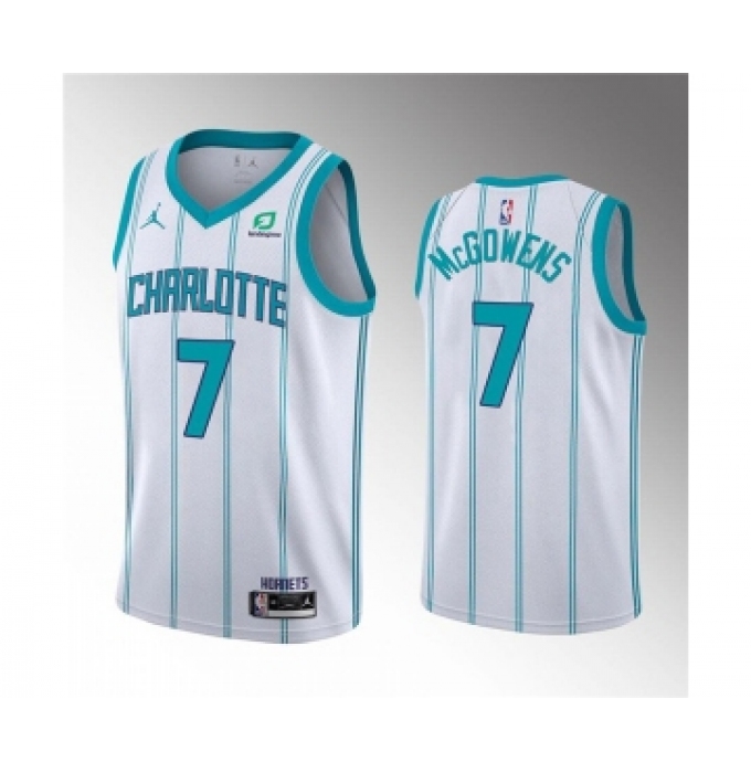 Men's Charlotte Hornets #7 Bryce McGowens 2022 Draft White Stitched Basketball Jersey