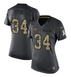 Women's Nike Jacksonville Jaguars #34 Carlos Hyde Limited Black 2016 Salute to Service NFL Jersey