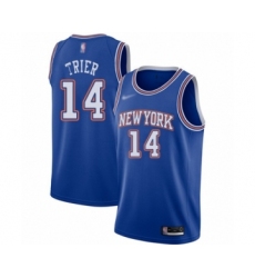 Women's New York Knicks #14 Allonzo Trier Authentic Blue Basketball Jersey - Statement Edition