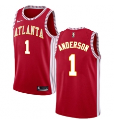Women's Nike Atlanta Hawks #1 Justin Anderson Swingman Red NBA Jersey Statement Edition